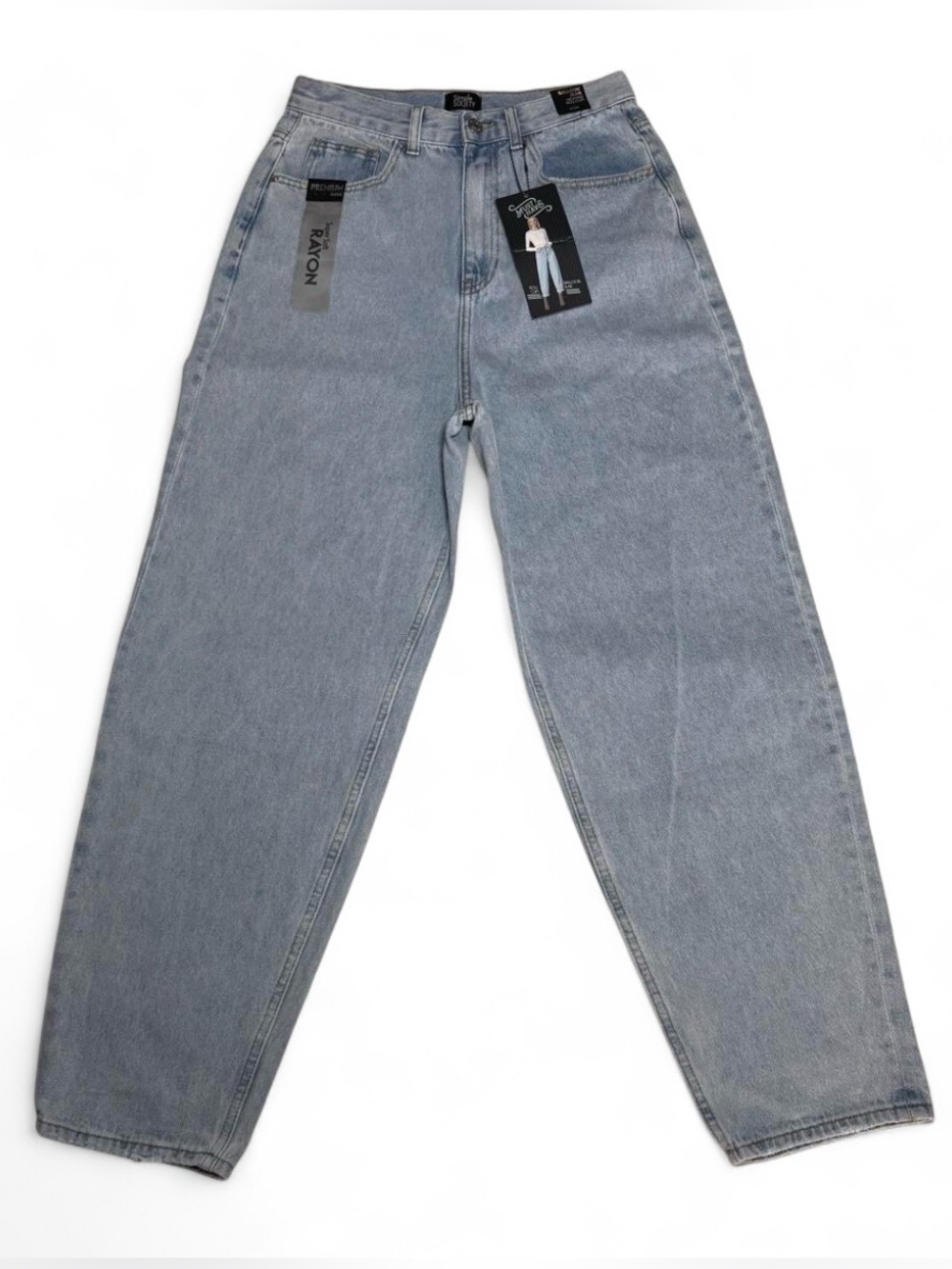 NWT Simple Society Balloon Jeans Light Wash High Rise Roll Cuff Denim Women 7/28